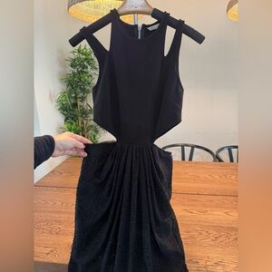 Ronny Kobo Black Cutout Textured Midi Dress Women’s Size Small Bodycon Cocktail